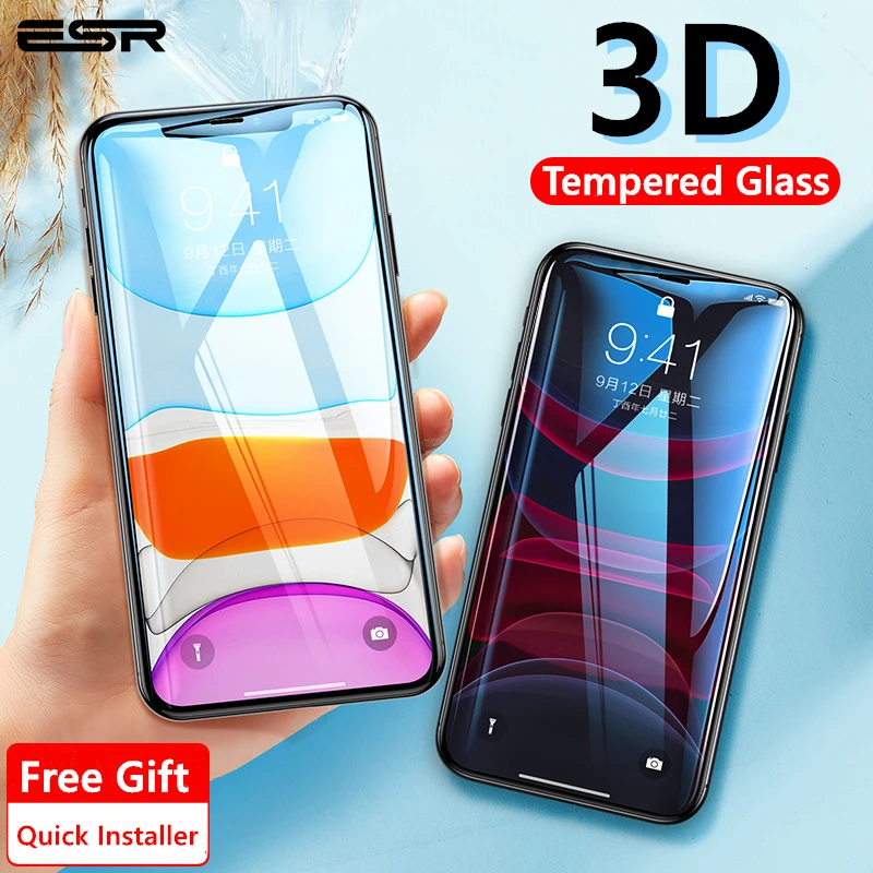 ESR Защита экрана для iPhone 11 Pro Max X XS XR XS Max Promax 3D полное покрытие закаленное защитное стекло для iPhone 2 шт