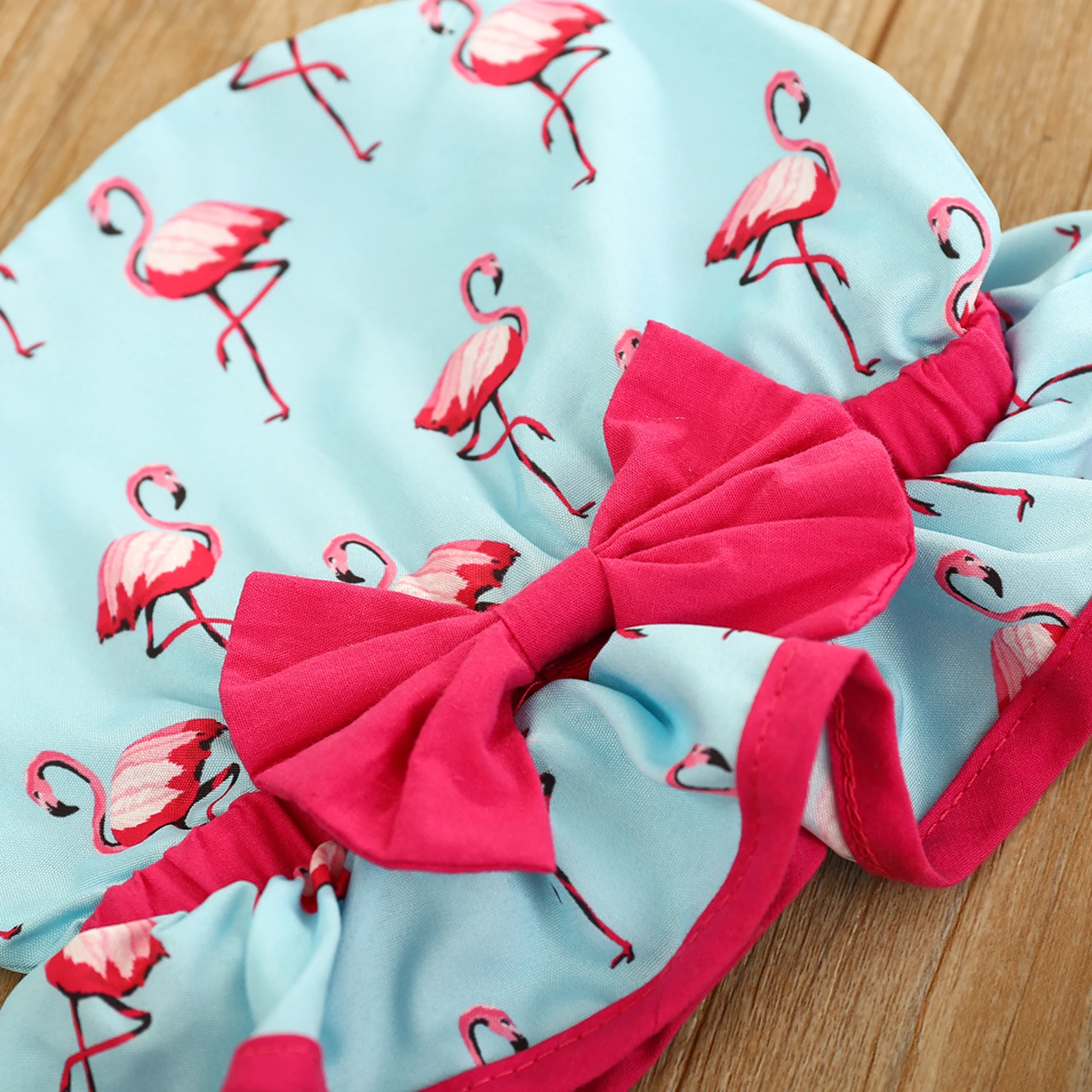 Купальник для маленьких девочек из 3 предметов с принтом фламинго на бретельках