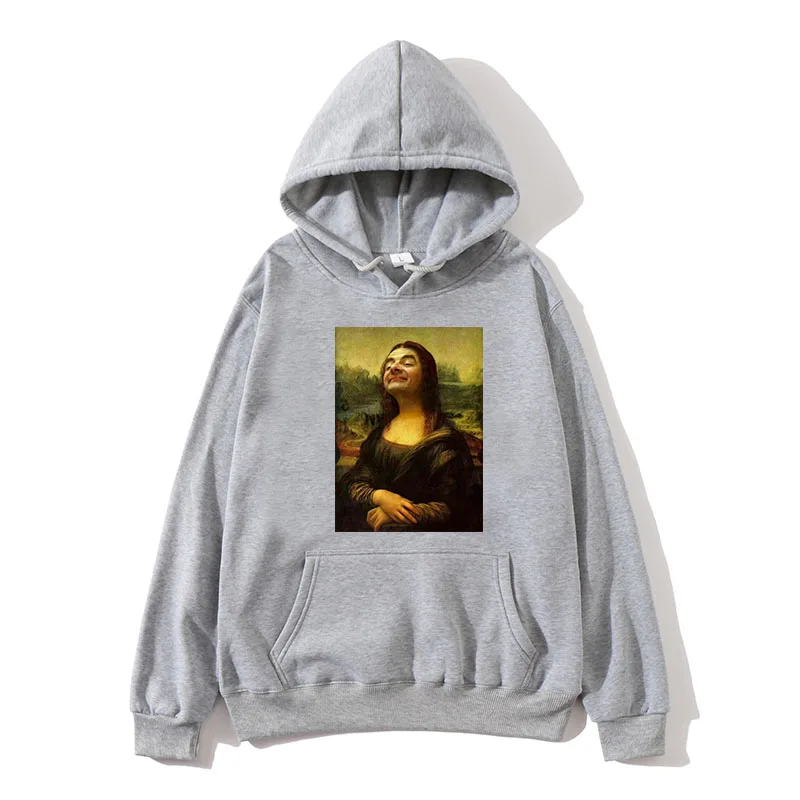 

2021 New Korean Hooded Hip Hop Pullover Mona Lisa Harajuku Ladies Casual Sweatshirt