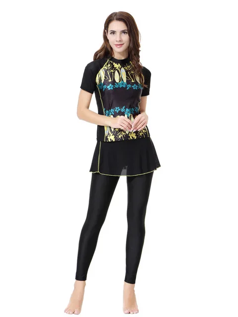 

Suit For Swimming Women Hijab Clothing Printed High Quality Muslim Set Islamic Swimwear Swimsuit Dubai Abrab Bathing Burkinis