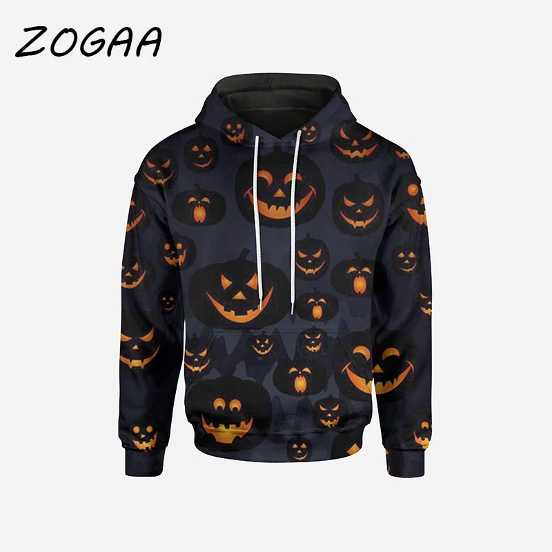 

ZOGAA 2021 New Men's Hooded Sweatshirt Halloween Pumpkin Ethnic Print Harajuku Sweatshirt Casual Loose Hip Hop Streetwear Hoodie