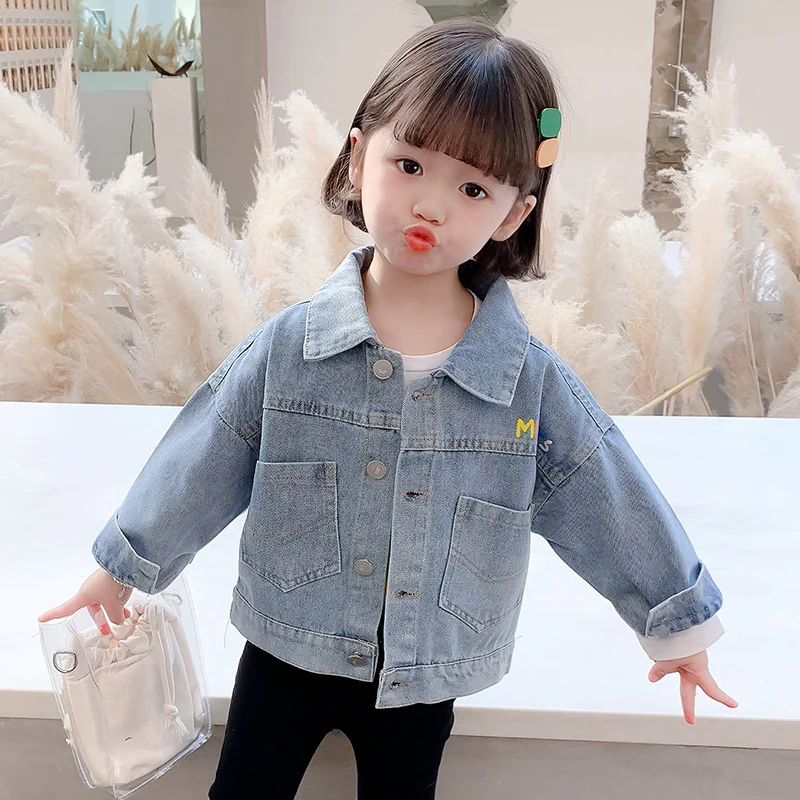 

Girls Baby's Kids Coat Jacket Jean Outwear 2021 Luxury Design Spring Autumn Overcoat Top Sport Princess Toddler Children's Cloth