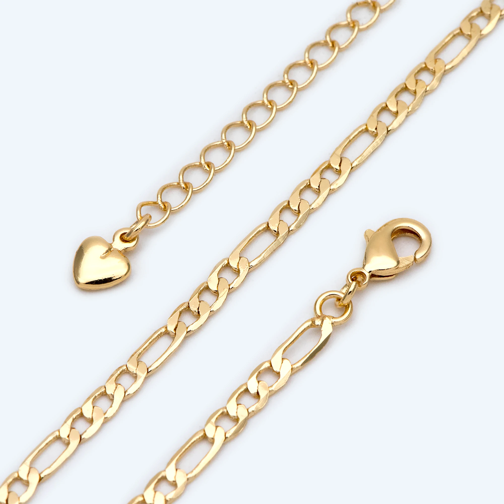 Цепочкой плетения Фигаро Цепочки и ожерелья с шириной 3 мм готовый к удлиняющаяся