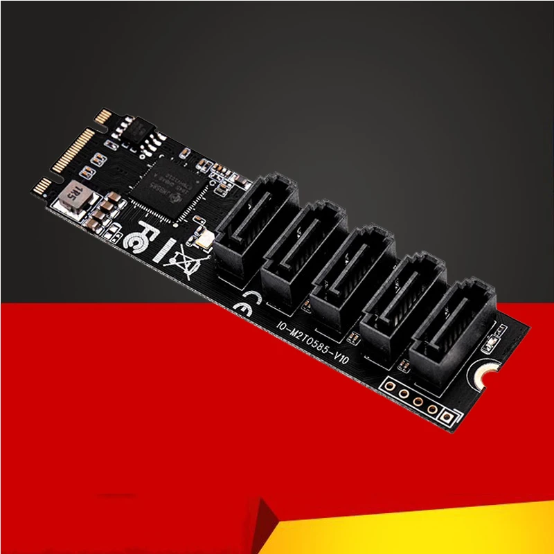 

QINDIAN Add On Cards M.2/M2 Adapter SSD M2 SATA Adapter Hard Disk M2 to SATA Card NGFF M.2 SATA Adapter 5 Ports SATA3 Riser Card