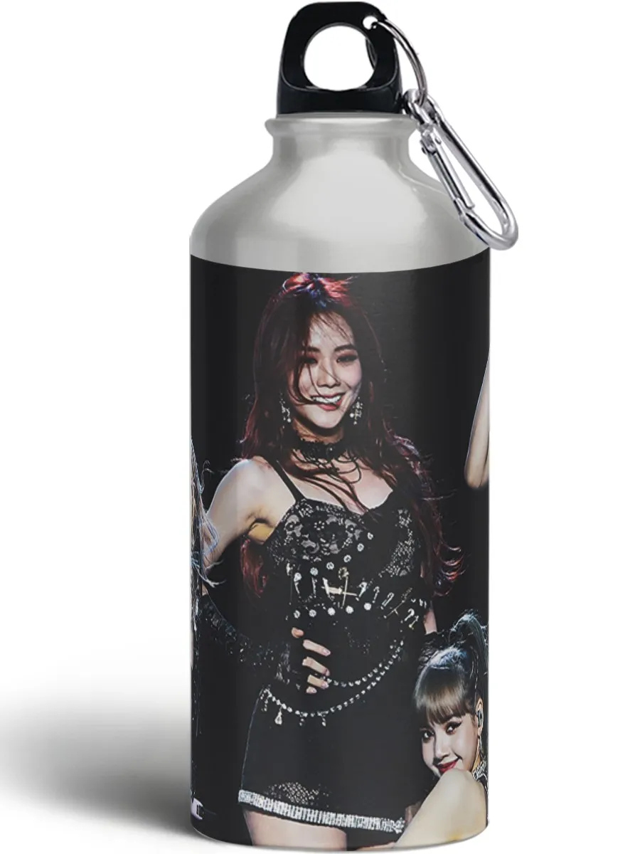Бутылка спортивная/туристическая фляга с карабином BLACKPINK(блэкпинк Джису Дженни