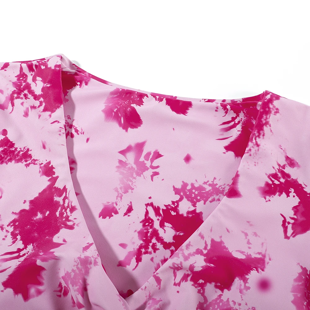 Женский леопардовый купальник с V-образным вырезом и коротким рукавом | Женская