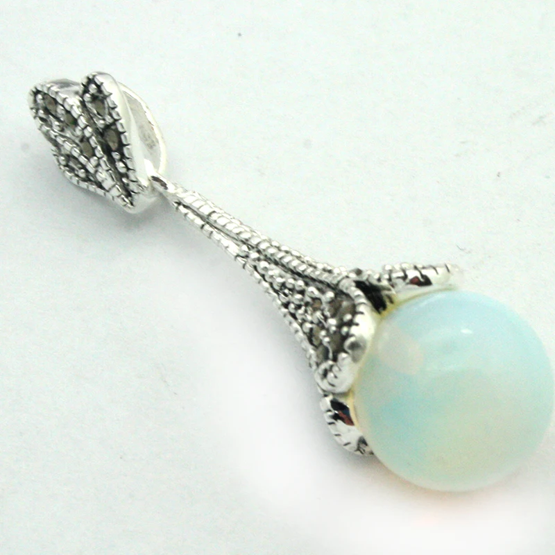 Подвеска из стерлингового серебра 925 пробы 12 мм белый опал подвеска для колье 45*12 |