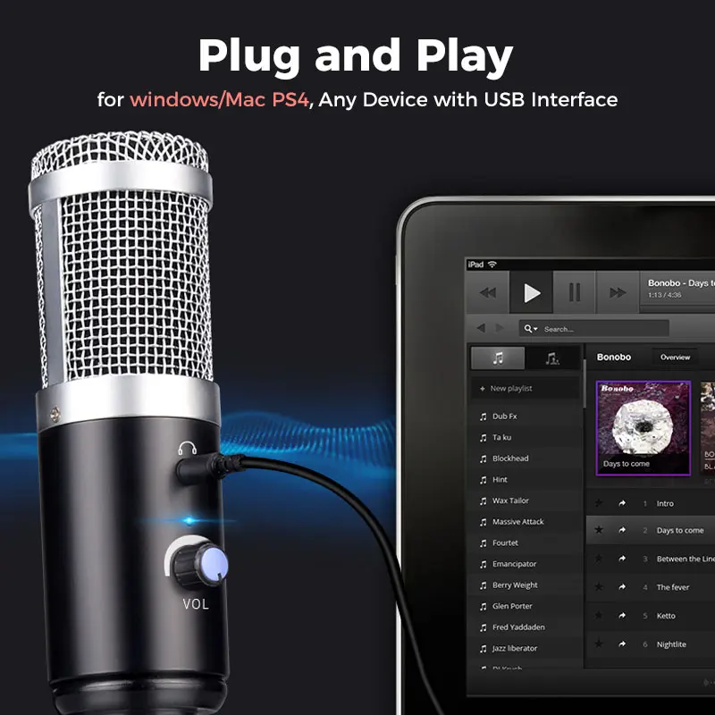 Профессиональный конденсаторный микрофон технология Plug & Play снижение уровня