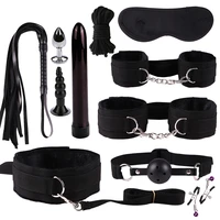 sexy nylon sex toys kits plush sex bondage set handcuffs sex games whip gag nipple clamps for couples exotic accessories