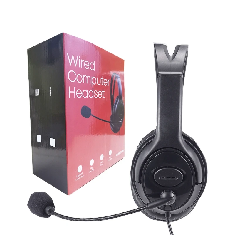 

Telephone Traffic Headset USB Wired Headset Gaming Computer Learning Headphone Adjustable Microphone Volume