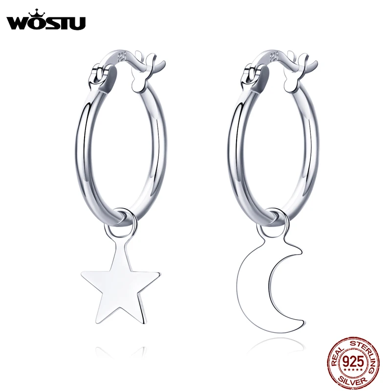 Серьги подвески серебряные в виде Луны и звезды CQE681|Серьги-подвески| |