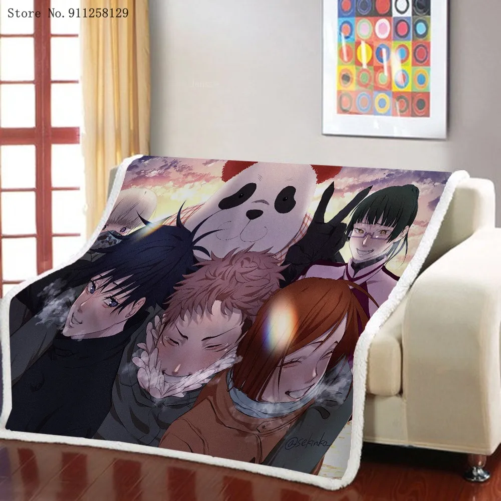 

Cartoon Anime Blanket Jujutsu Kaisen Throw Blanket 3D Print Picnic Travel Weighted Blanket For Bedroom Blanket Colorful Blanket