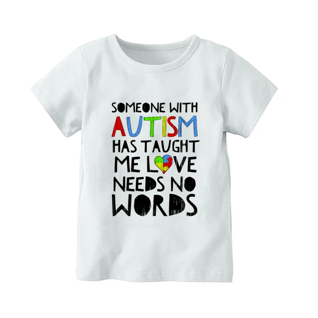 

Футболка для мальчиков и девочек с принтом, модный топ в стиле Харадзюку С аутистскими цифрами и сердечками, футболка с принтом, новые летни...