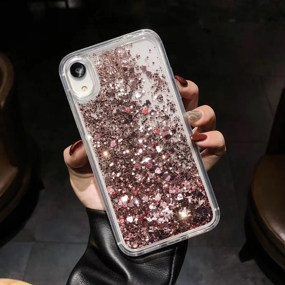 Чехол для телефона с блестками в виде сердечек iphone 12 11 pro max 12mini X XR XS MAX | Мобильные