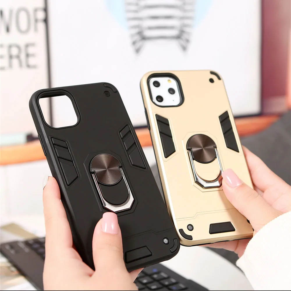 

Phone Case For iPhone 11 Pro Max X XS Max XR 6 6s 7 8 Plus Case Cute Magnetic Ring Soft Silicone Military Anti-fall Cover Capa