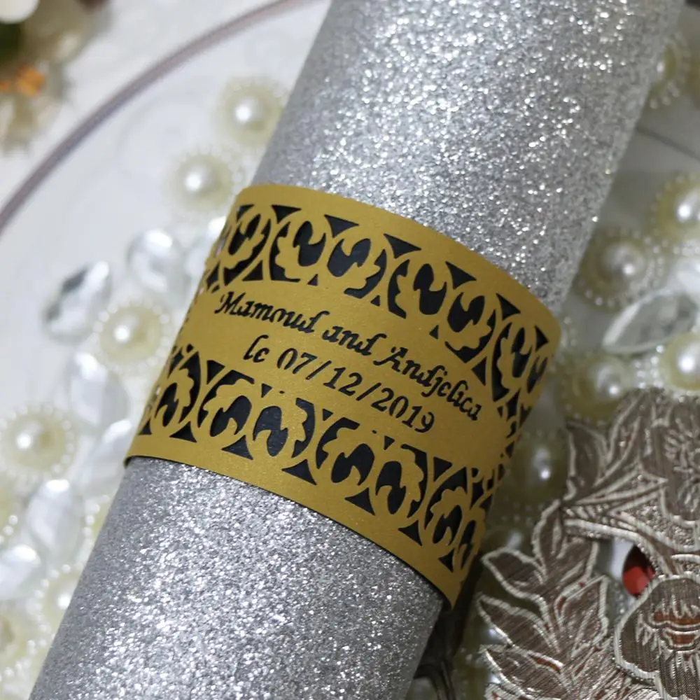 

100PCS/LOT Wedding Napkin Ring Custom Design Towel Buckles For Hotel Engagements Festival Birthday Party Supplies