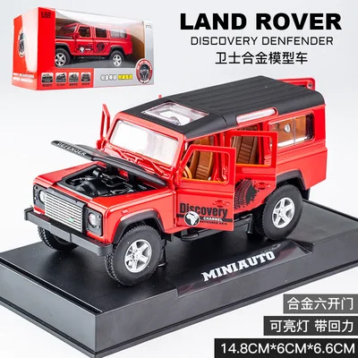 Red With Box 1:32 SUV Defender сплав Модель автомобиля игрушки автомобиль вытянуть назад звук и светильник акустооптика для детей подарки на день рождения для взрослых - Цвет: Red With Box