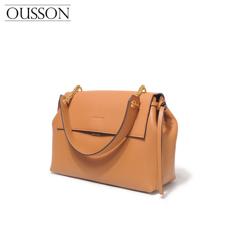 Однотонная кожаная сумка на плечо OUSSON 2020 модные женские дизайнерские сумки через