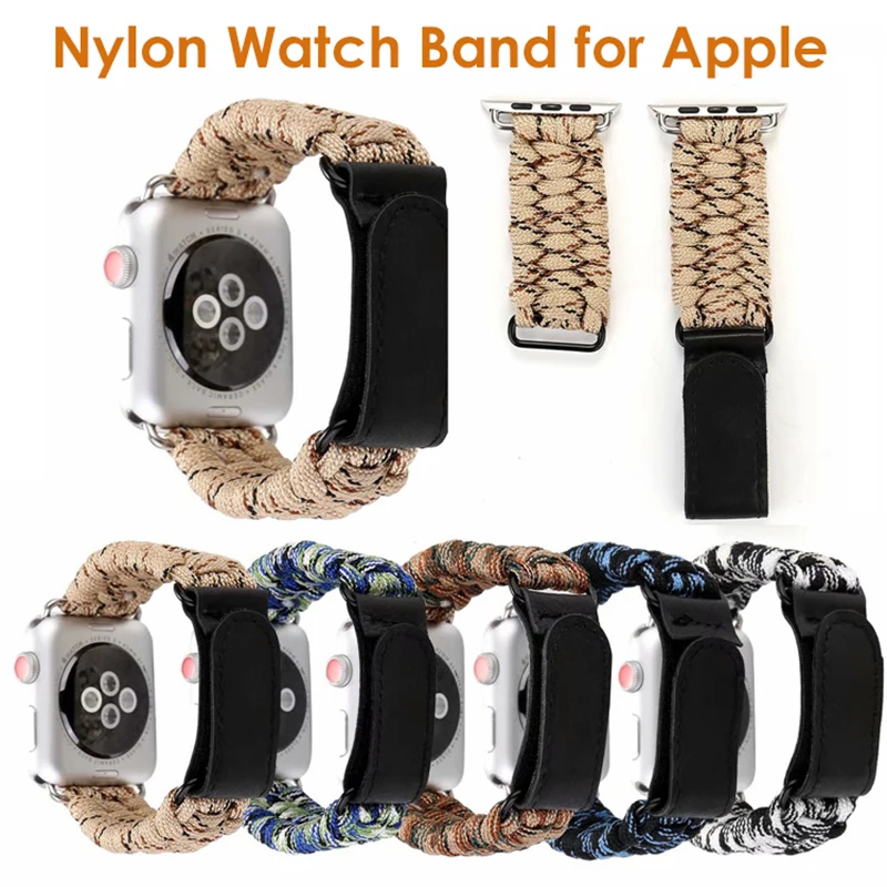 

Nylon Sport Wristband for Apple Watch Band 42mm 44mm 38mm 40mm Durable Woven Bracelet Paracord Lifesaving Watchband iWatch SE 6