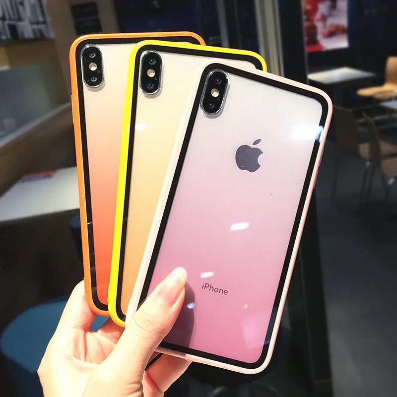 Lovebay Transparent Gradient Phone Cases for iPhone 11Pro XS Max XR X Acrylic Candy Cover 11 7 8 6 6S Plus Back |