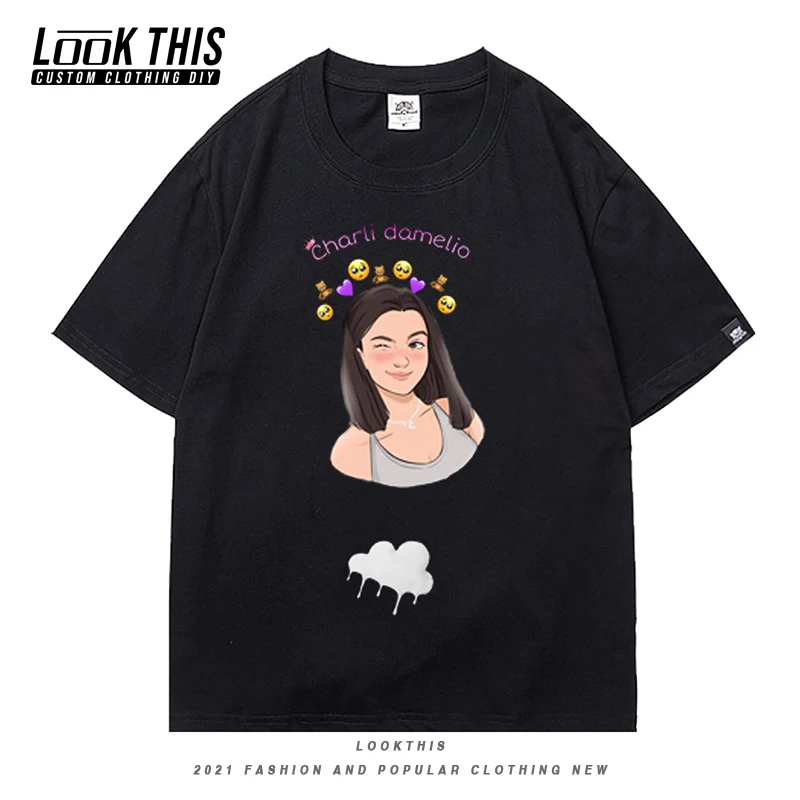 

Cool Charli Damelio Print Teens T-shirt Harajuku Streetwear Anime Boy Loose Tops Fun T Shirt Mens 2021 Summer Oversized T-shirt