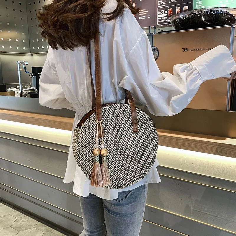 Летние женские сумки женская большая сумка плетеная вручную соломенная круглая