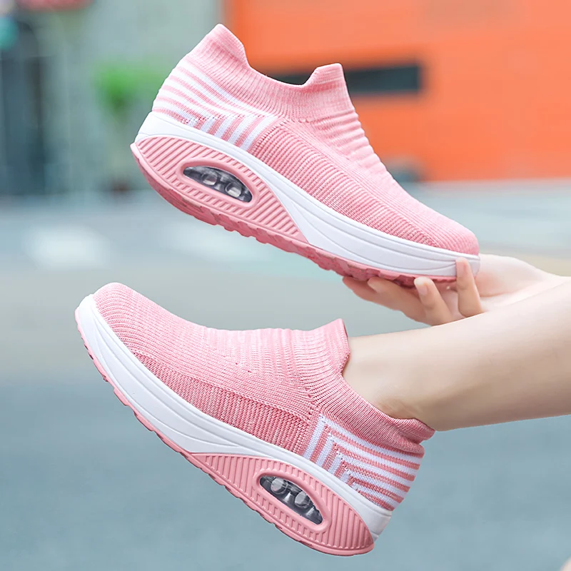 

Mesh Shoes for Women Big Size Sneakers for Women Platforms Flat Shoes Air Cushion Casual Female Shoe High Top Ladies Loafers A9a