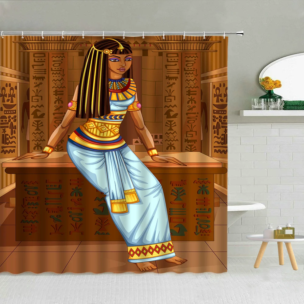 Красивые африканские женские душ Шторы s Древнего Египта традиционный девушка текст ретро дома Ванная