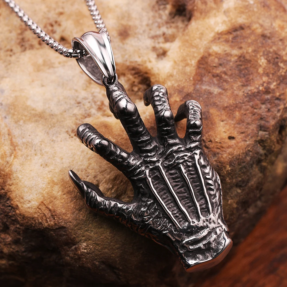 Ретро панк лапа злой ожерелье Дракон крутой Демон рука синий глаз подвески и
