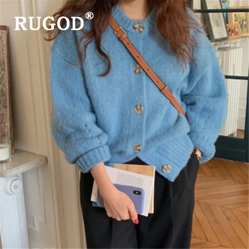 RUGOD Sweet Knitted Cardigan O-neck Kawaii Sweater Womens Sweaters 2019 Winter Tops For Women Knitwear Fashion Cute |