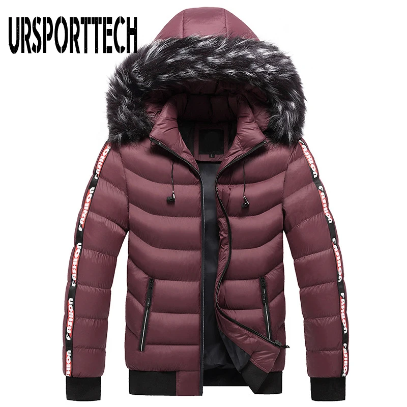 2021 New Winter Jacket Men Parka Hooded Fur Collar Men's Warm Thicken Windproof Hat Parkas Jacket Fashion Casual Hoodies Outwear
