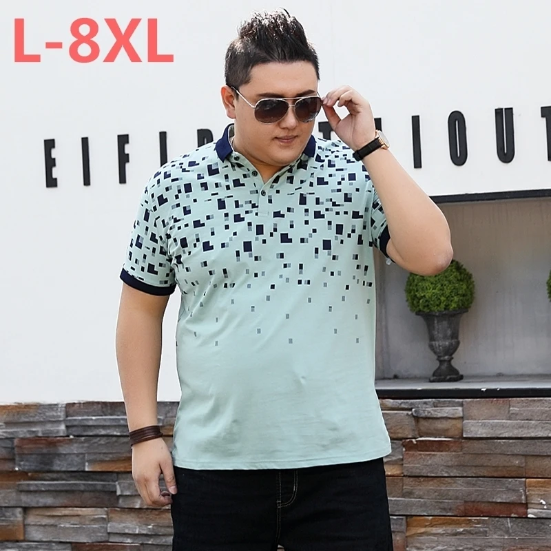 

Plus 10XL 8XL 6XL New Brand Polos Mens Printed POLO Shirts Cotton Short Sleeve Camisas Polo Casual Stand Collar Male Polo Shirt
