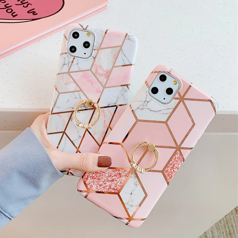 Чехол для телефона с мраморным кольцом мягкий чехол iPhone 11 Pro Max XR XS X 7 8 6S Plus