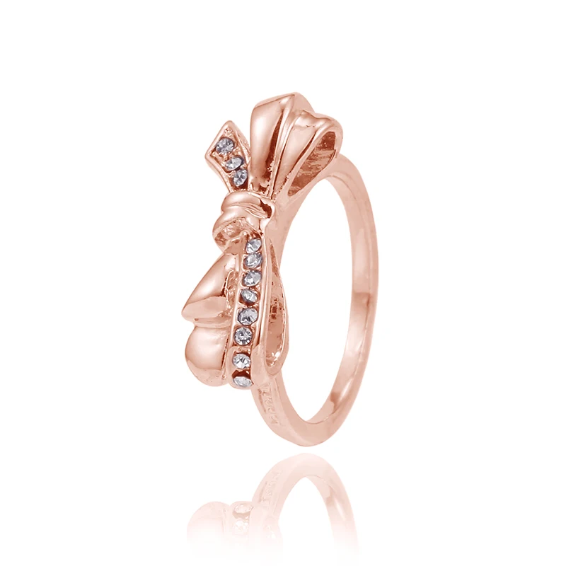 

Buipoey Rose Gold Shiny Bow-knot Rings For Women Original Girls Stackable Silver Color Rings Couple Wedding Engagement Gift