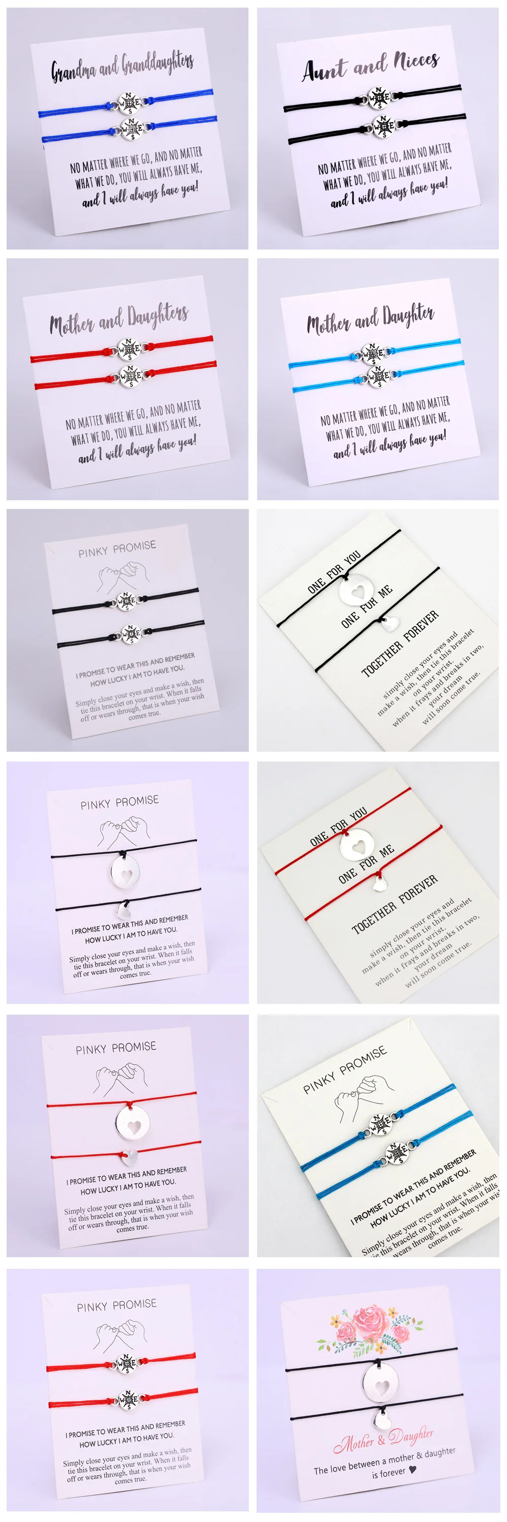 Набор браслеты для мам и дочек с сердечками женщин девочек ювелирные изделия
