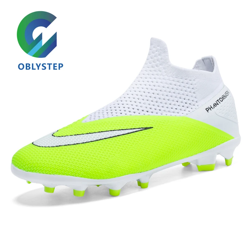 

OBLYSTEP Size 36-49 High Ankle Sneakers Men FG Soccer Shoes Kids Outdoor Cleats Profession Chaussure Football Boots