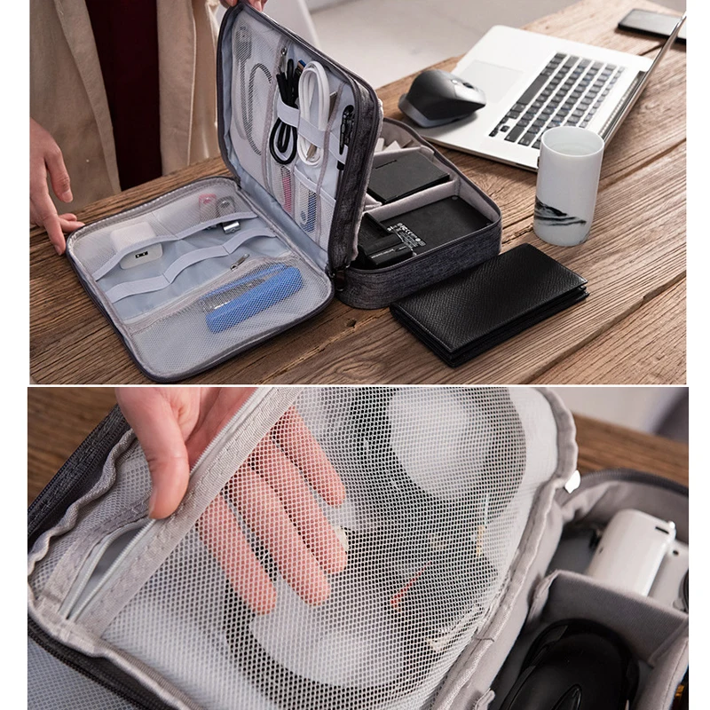 Vifanty двухслойные электронные аксессуары органайзер, гаджет для путешествий сумка для кабелей, USB флэш-накопитель, разъем и многое другое