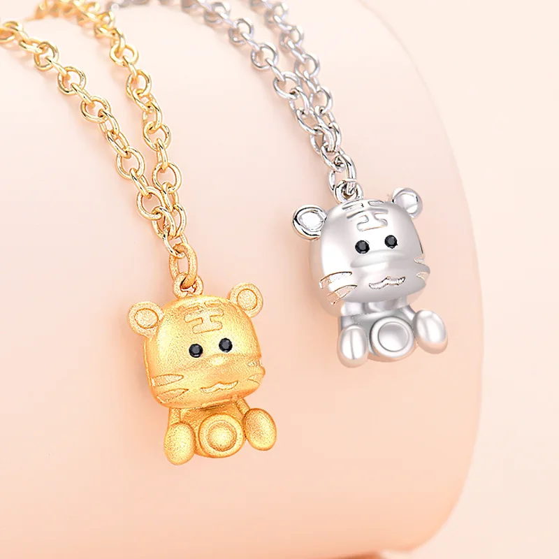 

Cute Pendant Zodiac Necklace Women Couples Matching Necklace Men Y2k Accessories Jewelry Sets Collares Arcane Tiger Year 2022