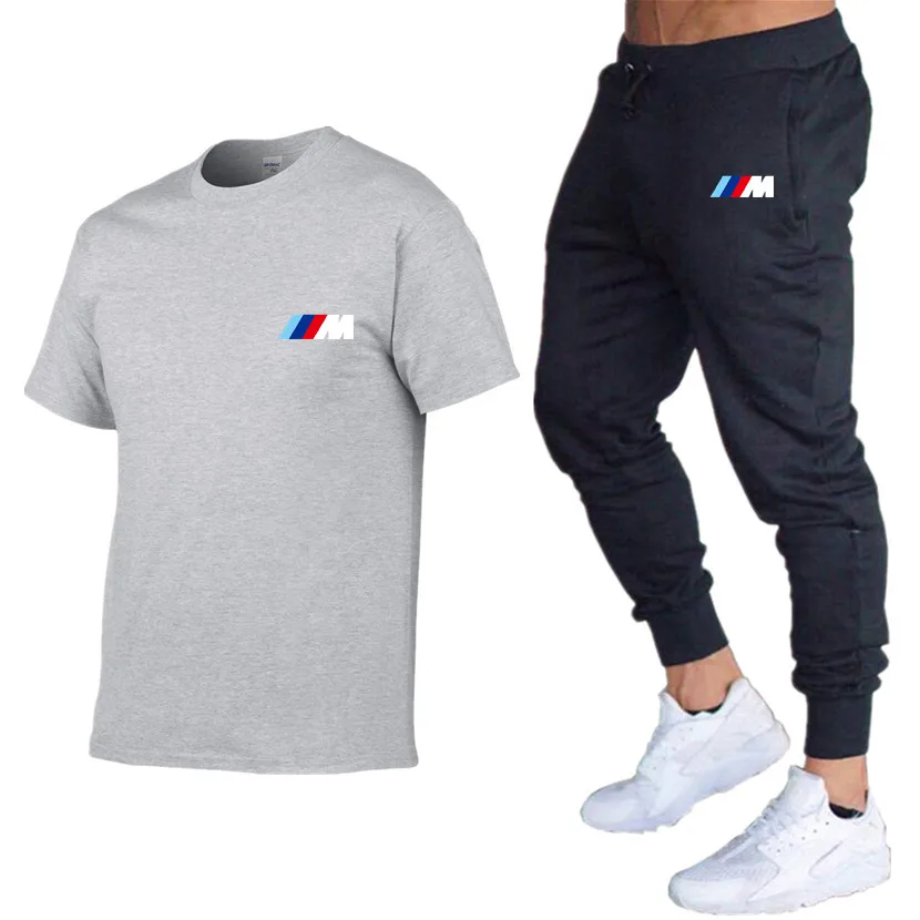 

2021 New Summer T-Shirt And Pants Two-Piece Men's Casual Sports Suit Tide Brand Sportswear Pure Cotton Fashion Men's Clothing