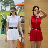 summer new original single golf short sleeve blouse golf womens tennis sport fast dry elastic short sleeve skirt fashion suit