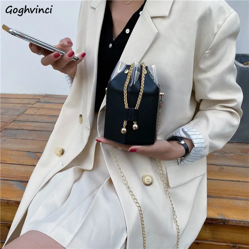 

Crossbody Bags Women PU Leather String Bucket Shoulder Bag Fashion All-match Luxury High Quality Ladies OL Handbags Chains Retro