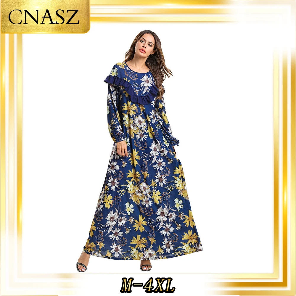 Vetement Femme 2019 Abaya турецкое платье с оборками мусульманские халаты свободная длинная