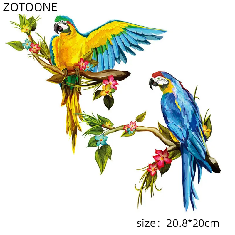 ZOTOONE нашивки с утюгом для футболки принтом в виде попугая Детские термопереводки