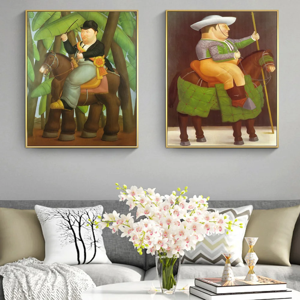 

The President And First Lady By Fernando Botero Oil Paintings Funny Art Pictures for Living Room Home Decor (No Frame)