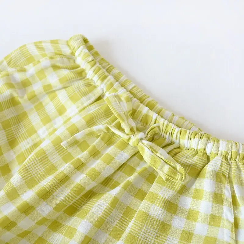 XXXL хлопок марля женские пижамные комплекты в клетку для мужчин пижамный комплект