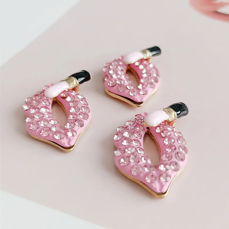 Пуговицы из сплава со стразами 5 шт./лот пуговицы в виде помады красных губ для