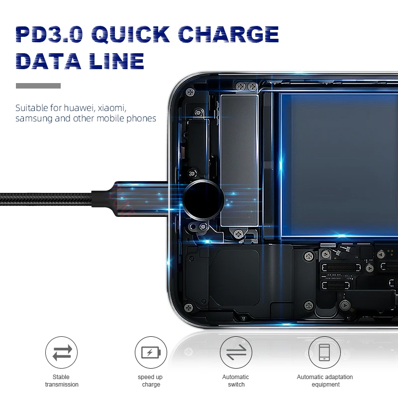 Кабель USB 3,1 PD type C к USB C для samsung S10 S9 Plus 60 Вт Быстрая зарядка PD QC3.0 usb type-C Быстрая зарядка кабель для MacBook Pro