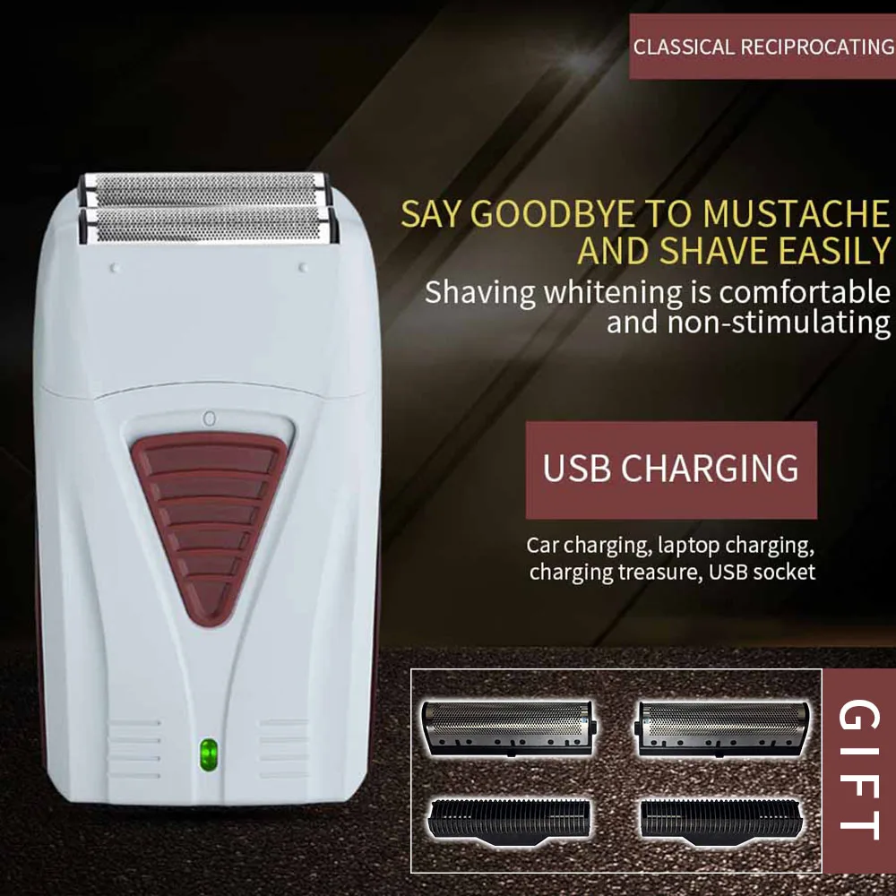 shaver silver cutter Возвратно-поступательная бритва, триммер, бритва, машинка для стрижки волос, электробритва, машинка для стрижки бороды, Парикмахерская Бритва для мужчин, стильный инструмент - Цвет: shaver silver cutter