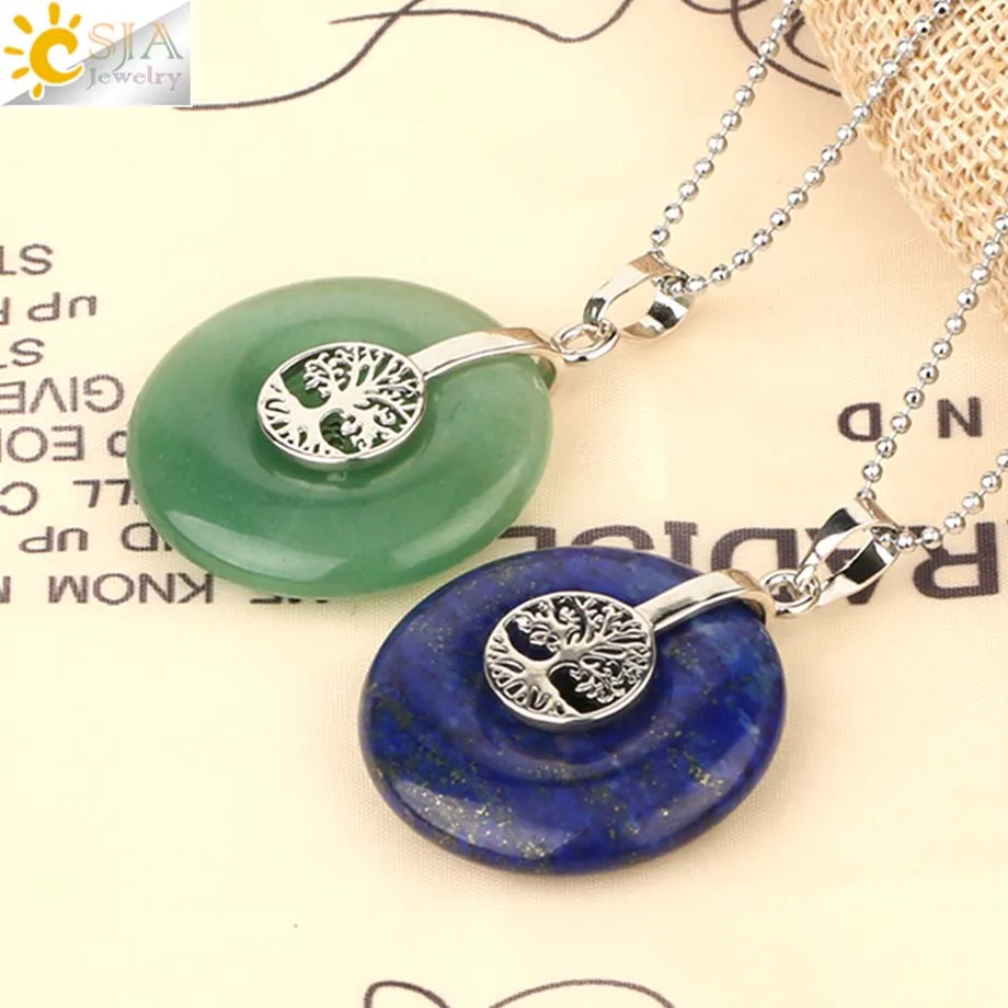 Csja Древо жизни Подвески натуральный кристалл полый круглый камень reiki энергии