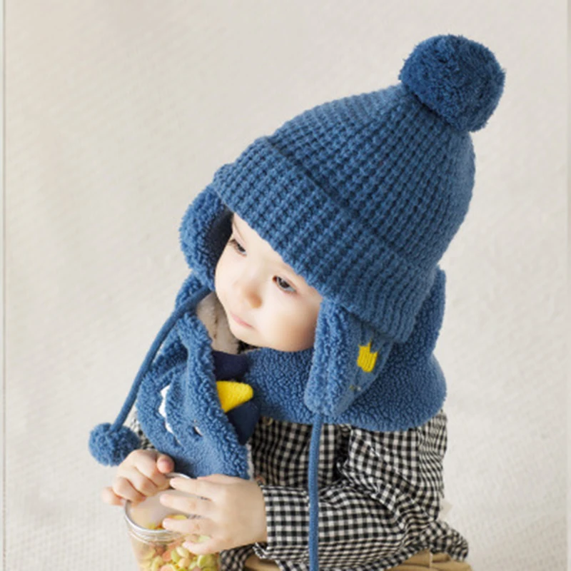 Вязаная шапка облегающая для малышей детская зимняя шапочка новорожденных